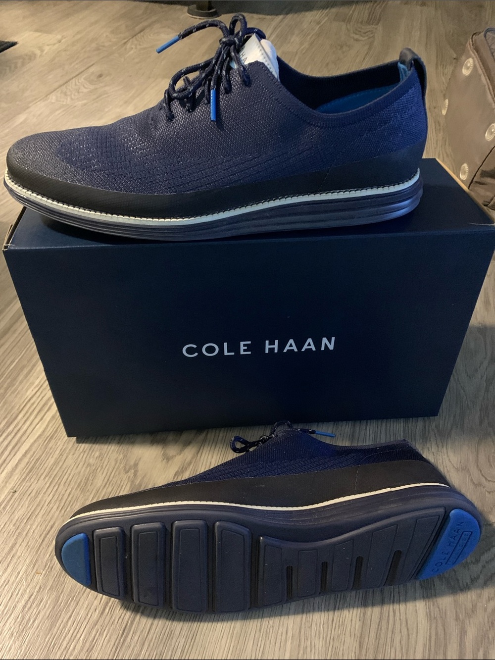 Cole Haan Navy Knit Lace-Up Oxford Sneaker